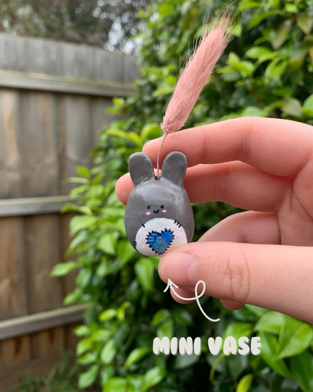 Mini Vase - Blue Patchwork Bunny