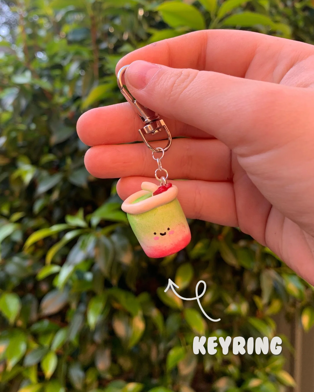 Strawberry Matcha Keyring