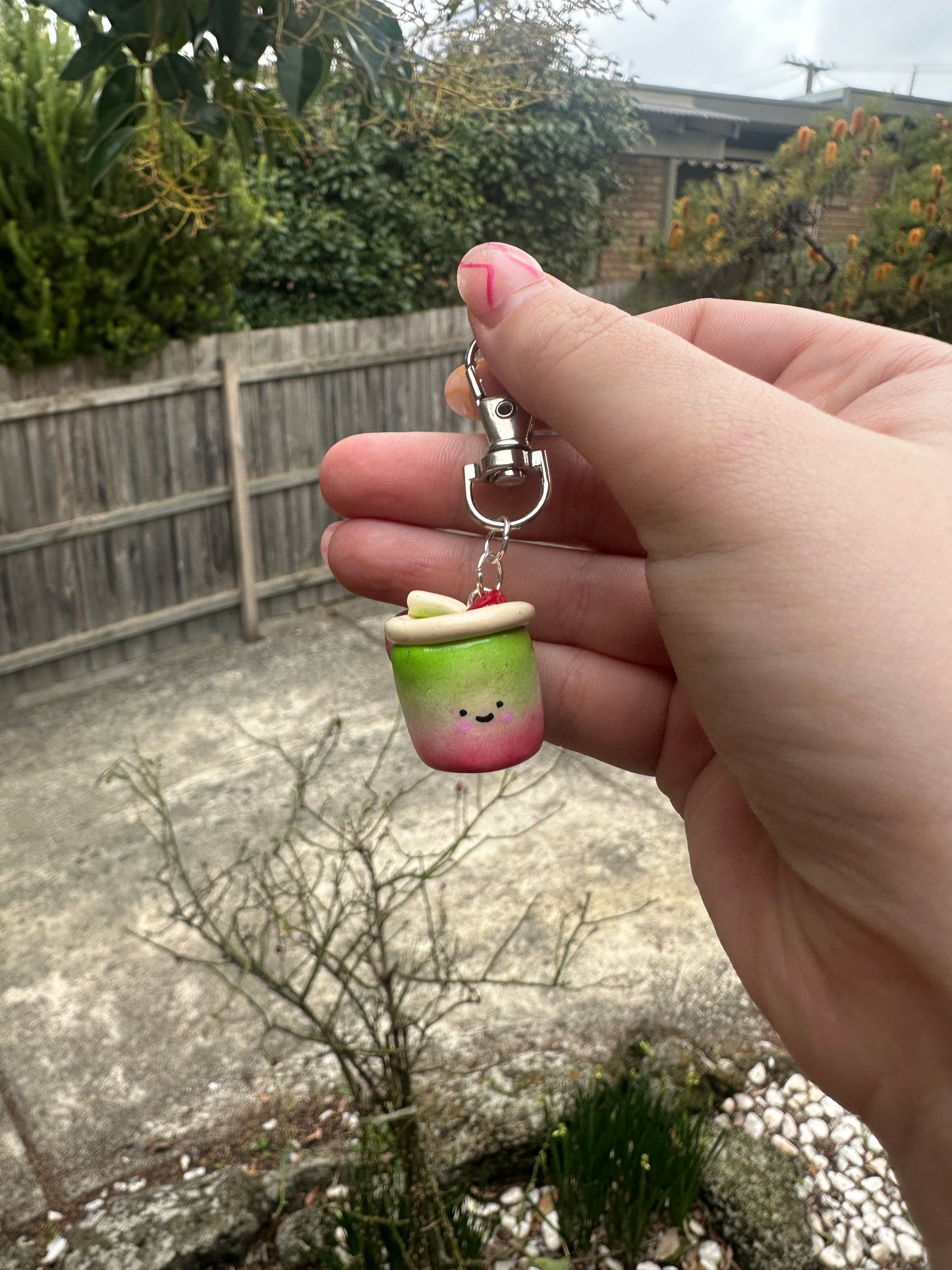 Strawberry Matcha Keyring